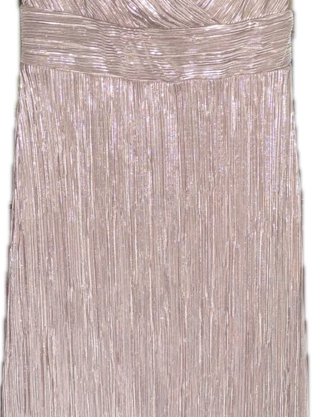 VENUS Metallic Pleated Asymmetrical Wrap Dress-XS Nude Gold Shimmer